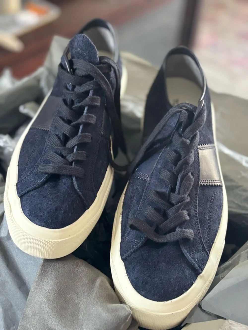 TOM FORD Cambridge Men's Navy Suede Low-Top Sneakers Size 11.5 new in box
